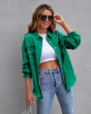 New Long-Haired Burrowed Denim Jacket Women Autumn Winter Long Sleeve Casual Collar