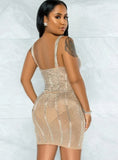 Party Beaded Wide Strap Mini Bodycon