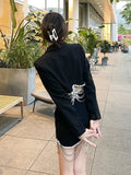 Casual Black Chain Tassels Hem Skirt For Women High Waist Solid Minimalist Mini Skirts Female Fashion Summer