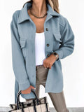 fall/winter lapel single-breasted thick solid color shirt woolen loose coat