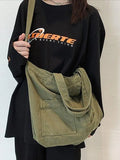 Vintage Wash Large Shoulder Bag-Outfit