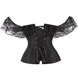 Girded Body Dress Retro Collar Collar Girded Corset Bras Shaped Black
