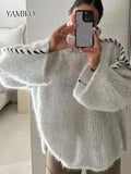 Sweater Autumn Round Neck Pullovers Sweater Warm Knitted Chic Contrast Color Splicing Thread Sweater Jumpers Tops-Outfit
