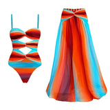 Chest-Meared Hollowed-In Swimsuit Lady 2025 New Gradient Tie Dye Swimsuit