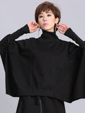 Loose Fit Black Asymmetrical Big Size Sweatshirt New Turtleneck Long Sleeve Women Big Size Fashion Tide Spring 2022