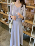 Plus Size New Spring Dress Girls Boho solid Female Vintage Dress Party oversize long Sleeve Women Dresses Robe