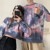 HOUZHOU Tie Dye Women Hoodies Korean Streetwear Autumn Oversized Sweatshirts Pullovers Harajuku Oversized Printed Famale