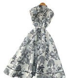 New Women's High-End Elegant Dress Women's Collar Sleeveless Single Buckle Ink Painting Long