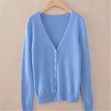 cardigan women spring plus size Solid color long sleeve short sweater coat female single-breasted casual tops jackets