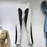 Women's Denim Pants Contrast Color Slim Split Patchwork High Quality Thin Pencil Pants 2024 Summer New Fashion 11XX4831-Outfit
