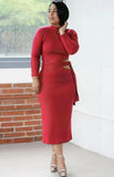 Turtleneck Cut Out Mature Midi