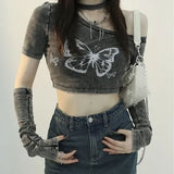 Crop Tops Y2K Clothing Shirts for Women Sexy Off Shoulder Tees Korean Irregular TShirt Summer Woman Halter T-Shirt-Outfit