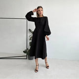 Graduation party Backless Lantern Sleeve Party Dress Woman Sexy O-Neck High Waist A-Line Dresses For Women 2022 Elegant