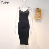 Seamless Nude Slip Dress 2023 Summer Women Adjustable Strap Sexy Vestidos Stretchy Bodycon Slim Midi Dress