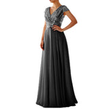 Spring And Summer New Dress Wishv Neck Chiffon Splicing Evening Dress Women's