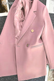 Women Fashion Long Sleeve Chic Blazer Business Single-breasted Notched Temperament Outerwear Design Style Lapel
