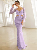 Cutout Mesh Flounce Sleeve