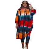 Two Piece Sets Plus Size 5XL Women Clothing Wholesale Loose Top Long Style Leggings Fall Clothes Tie Dye Print