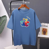 Cute Bear Printed T Shirts Women 2021 Summer New Kawaii Basic Loose Tees Soft Oversized Female Cotton Tops