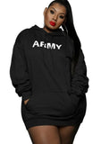 Plus Size Casual Letter Print With Pocket Hoodies