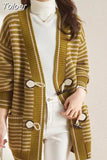 Women Knitted Elegant V-neck Sweater Cardigan Coat Loose Single Breasted Causal Daily Elegant Vintage Sweaters Outwear