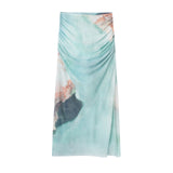 New Printed Chest Jumpsuit 5039374 Silk Mesh Skirt 5039375-Outfit