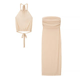 Fashion In The Summer Of 2025 Unique Sexy Umbilled Vest Body-Bodying And Hip Skirt