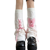 Women Long Socks Lolita Leg Warmer Knit Japanese y2k Accessories Gothic Knee Socks Harajuku Fashion Bow Heart Stockings-Outfit