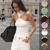 Spring And Summer Explosion Women's Gold Ring Sleeveless Shoulder Elastic