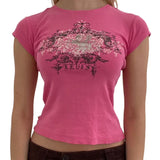 Women Goth Clothes y2k Crop Tops Summer 2024 T shirts Grunge 2000s Trashy Aesthetic Short Sleeve Tees Young Girls Streetwear-Outfit