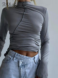 Turtleneck Y2K 2021 Long Sleeve T Shirts Women White Autumn Winter Casual Black Basic Gray Sexy Tops 90s Fashion