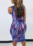 Sexy Print High Collar Sleeveless Midi