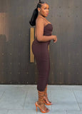Sexy Sleeveless Solid Hollow Out Midi
