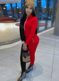 Casual Contrast Hoody Top And Pant 2 Piece