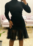 Knit Fishtail Mesh Patch Crew Neck Casual