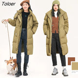 Women Thick Down Jacket 2022 Winter Stand Collar Duck Down Warm Windproof Long Coat with Pocket Green Casual