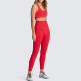 2 Piece Sport Gym Clothes Fitness Set Squat Proof Pant Seamless Leggings Sport Bra Sportwear Crop Top Active Workout