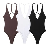 Elastic Sling Jumpsuit 2025 Spring Repair Solid Color Dew V-Neck Short