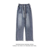 Jeans Men's Summer Style High Street Loose Wide Leg Trousers Tide Brand Casual Straight Overalls Trousers-Outfit