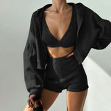 Personality Buckle POLO Collar Loose Lazy Simple Long Sleeves Jump Thin