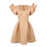 Lotus Leaf Side A Swing Dress Show Skinny Belly Large Size Party Dress Princess Dress