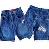 Shorts, Y2K Pants, Harajuku, Hip-Hop, Lucky Seven, Vintage Blue Baggy Jeans-Outfit
