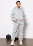 Plus Size Zipper Long Sleeve Hoodies And Pant 2 Piece
