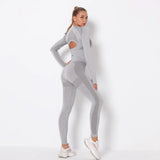 Vital Seamless Gym Set Gym Clothing Fitness Leggings+Cropped Shirts Sport Suit Women Long Sleeve Tracksuit Active