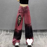 Mm Ocean Color Ripped Jeans Women's Large Size Summer New High-Rise Loose Thin Straight Leg