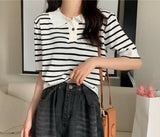 T-Shirts For Summer POLO Shirts 2025 New Thin Ice Silk Knitted Loose Short-Sleeved Thin