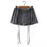 Women's Pleated Skirts High Waist Solid Color Pleated Folds Lace-up Mini Female Skirts 2024 Summer New Fashion 29L0704-Outfit