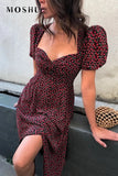 Vintage Maxi Dress Women Floral Print Summer Slim Casual High Waist Dress Square Neck Boho Beach Retro Vestidos