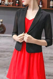 Summer Casual All-match Women 3/4 Sleeve Blazers Temperament Commute Elegant Single Button Thin Outerwear