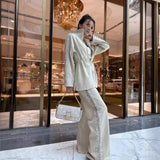 Fashion Bumpy Drawstring Tight Top Sleeker Sleeker Trousers Set In Autumn